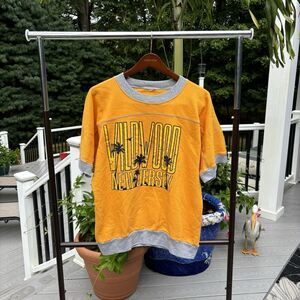 True Vintage 70s Wildwood New Jersey Crewneck Sweatshirt Mens Medium Half Sleeve